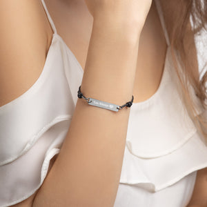 "Love Always" Engraved Silver Bar String Bracelet