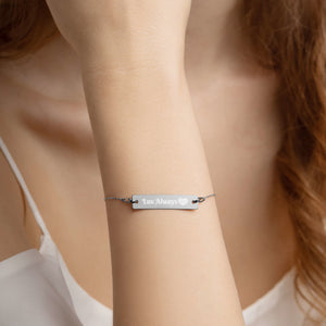 "Luv Always" Engraved Silver Bar Chain Bracelet
